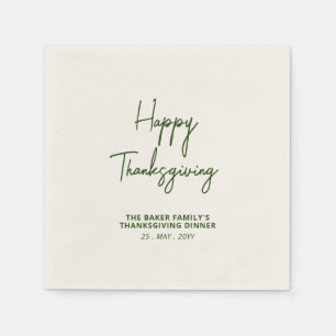 Green Lettering Happy Thanksgiving Party Napkin