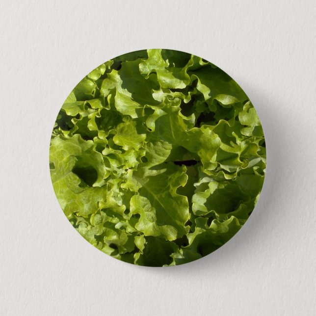Green lettuce 6 cm round badge (Front)