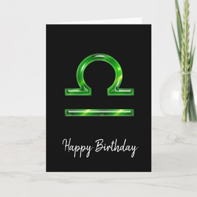 Green Libra Sign Birthday Card (Front)