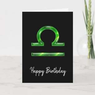 Green Libra Sign Birthday Card