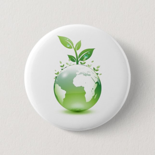 Green Life 6 Cm Round Badge (Front)