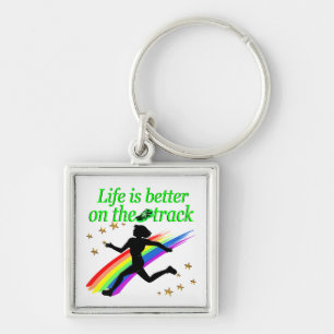 GREEN LIFE IS BETTER ON THE TRACK DESIGN KEY RING