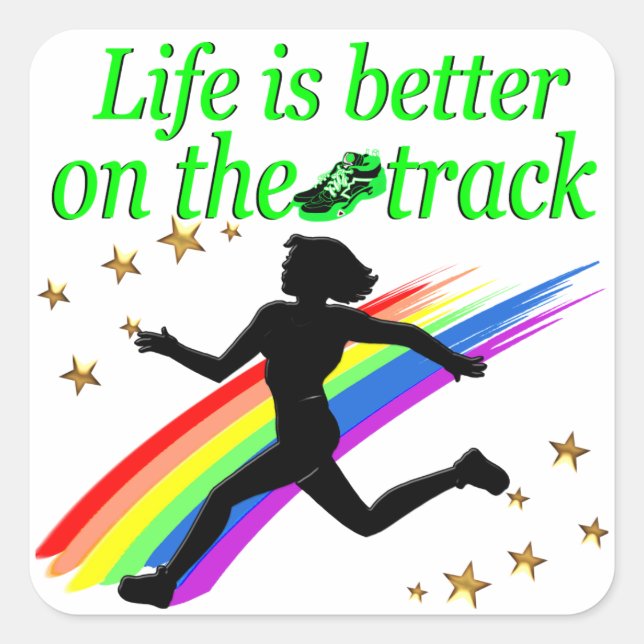 GREEN LIFE IS BETTER ON THE TRACK DESIGN SQUARE STICKER (Front)