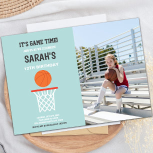 Green Light Background Basketball Invitations