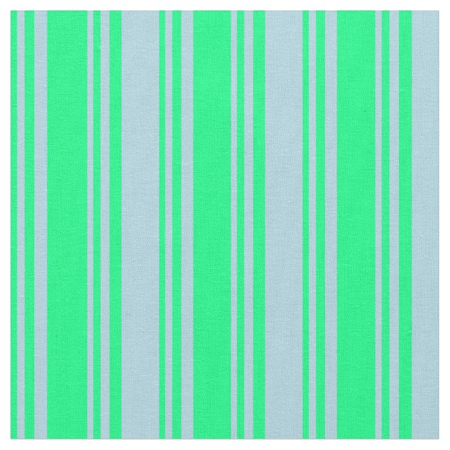 Green & Light Blue Coloured Lines Pattern Fabric (Close Up)