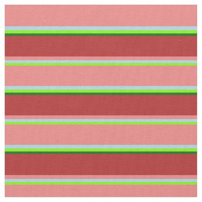 Green, Light Blue, Light Coral, Red & Dark Green Fabric (Close Up)