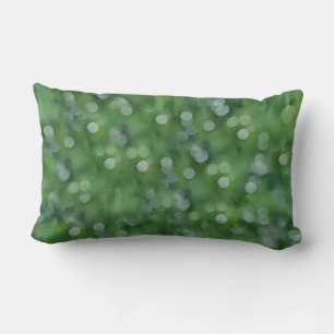 Green Light Bubbles Bokeh Style Art Lumbar Cushion