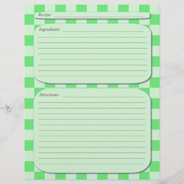 Green light chequered recipe page (Front)