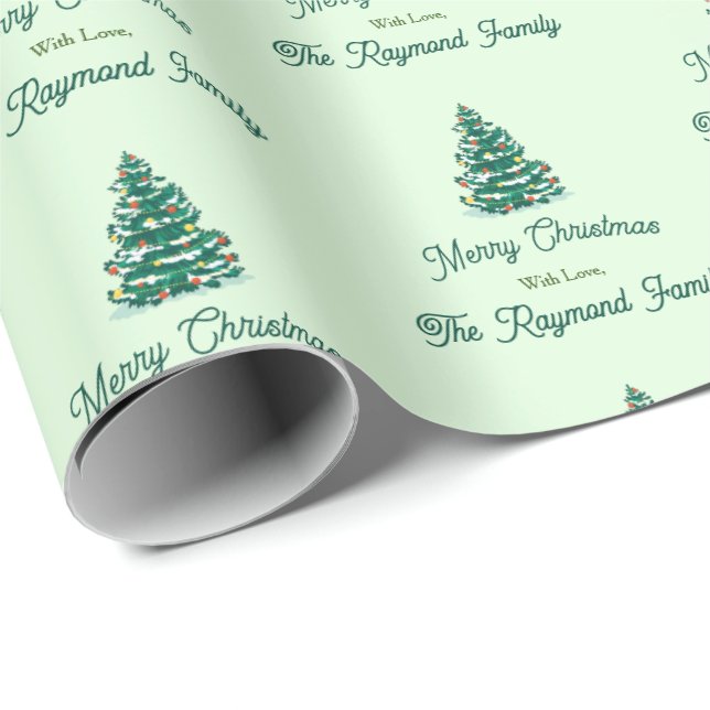 Green Light Christmas Tree Wrapping Paper (Roll Corner)