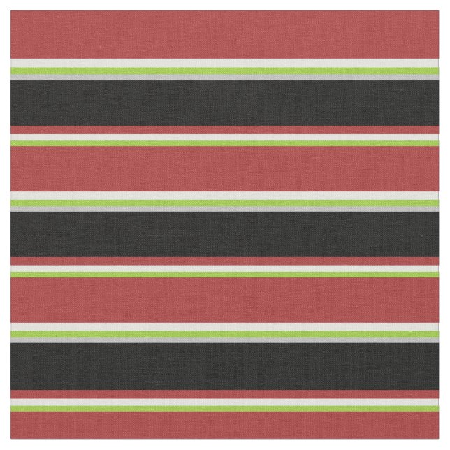 Green, Light Cyan, Brown, Black & Grey Lines Fabric (Close Up)
