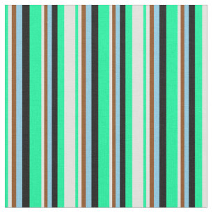 Green, Light Cyan, Brown, Sky Blue & Black Lines Fabric
