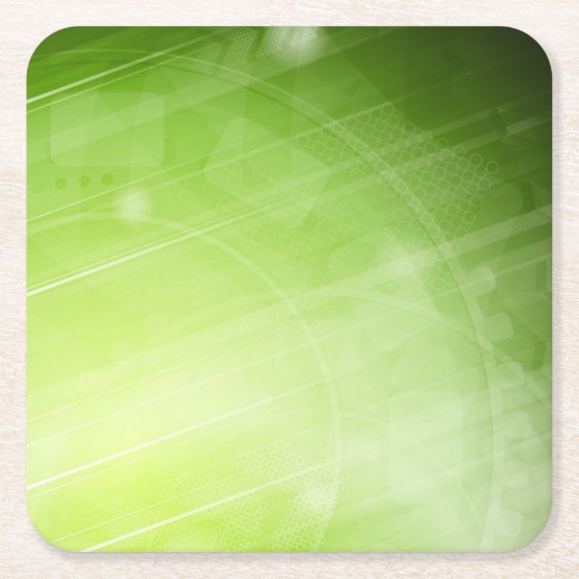 Green light design in hi-tech style square paper coaster (Front)