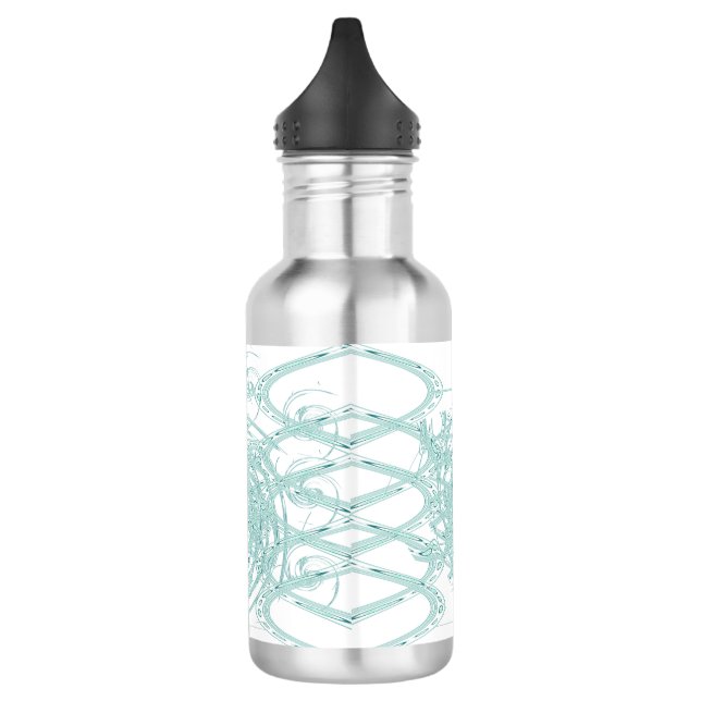 Green light design on white 532 ml water bottle (Left)