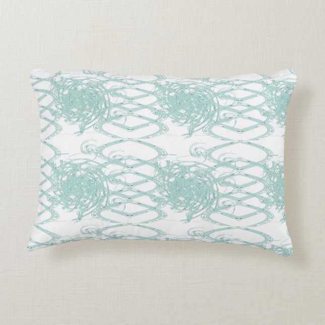 Green light design on white decorative cushion (Back)
