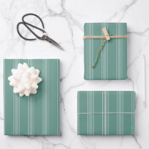 Green & Light Green Stripes Wrapping Paper Sheet
