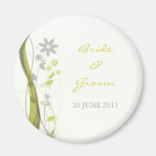 Green & light grey floral charm magnet