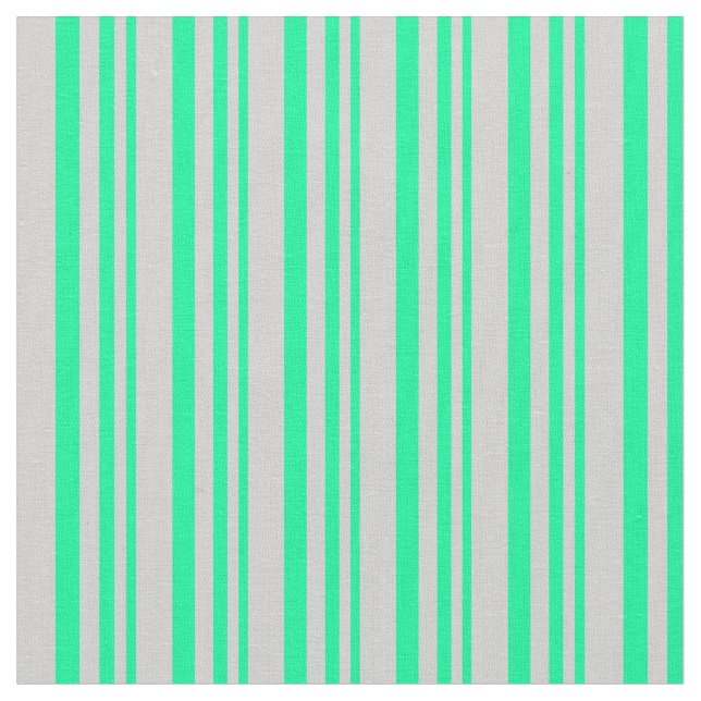 Green & Light Grey Striped Pattern Fabric (Close Up)