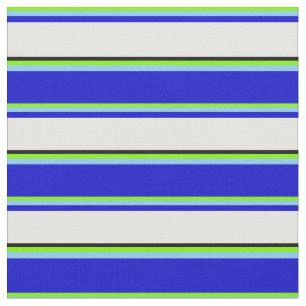 Green, Light Sky Blue, Blue, White, and Black Fabric