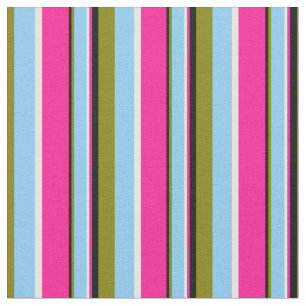 Green, Light Sky Blue, White, Deep Pink & Black Fabric