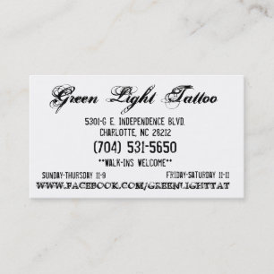 Green Light Tattoo Card