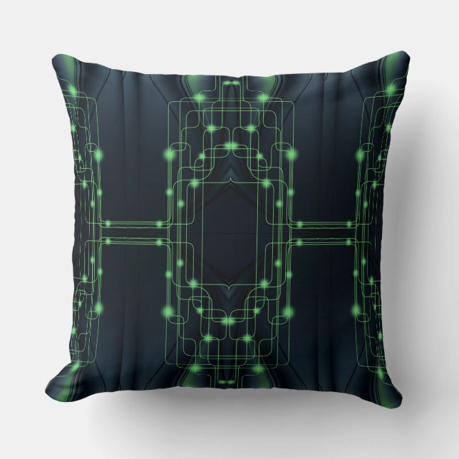 Green Light Technology Throw Pillow (Front)