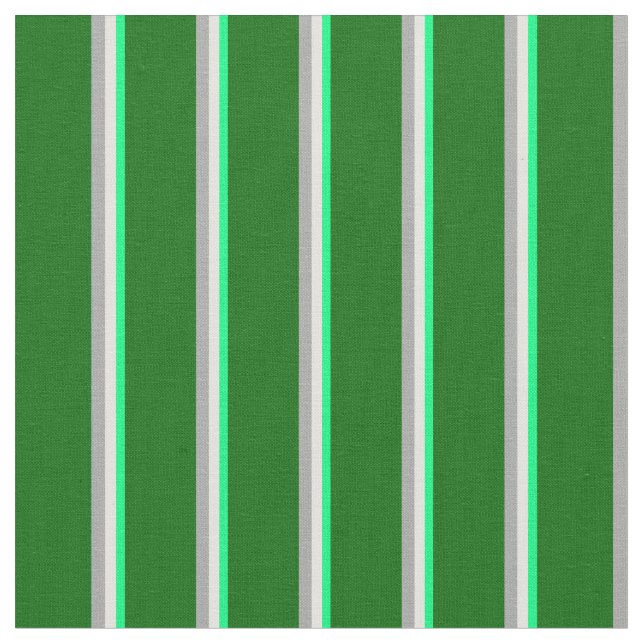 Green, Light Yellow, Dark Grey & Dark Green Lines Fabric (Close Up)