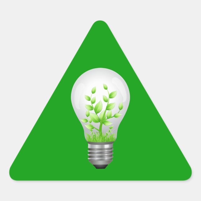 Green Lightbulb Symbol Triangle Sticker (Front)