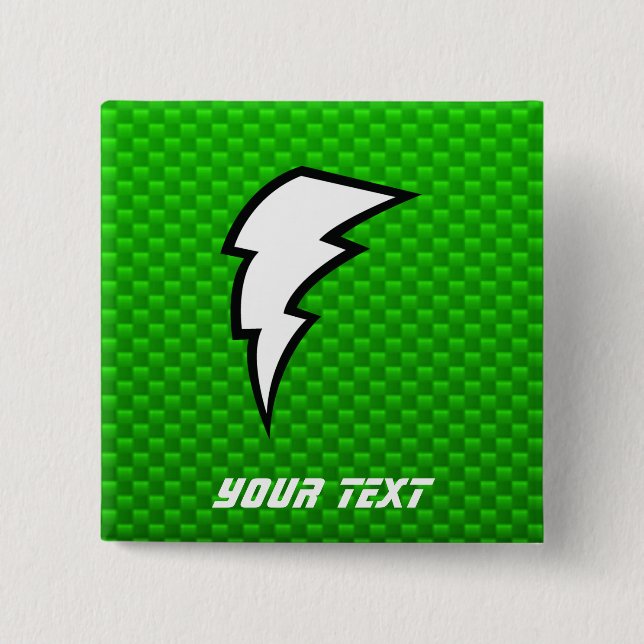 Green Lightning Bolt 15 Cm Square Badge (Front)