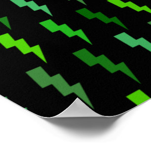 Green Lightning Bolt Electric Storm Thunder Poster