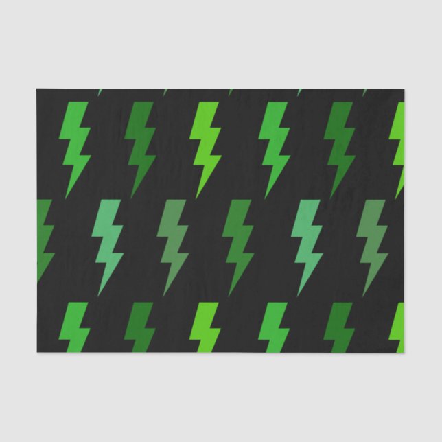 Green Lightning Bolt Electric Storm Thunder Tissue Paper (Front)