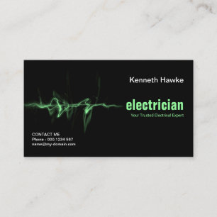 Green Lightning Electrical Strike Electrician Business Card