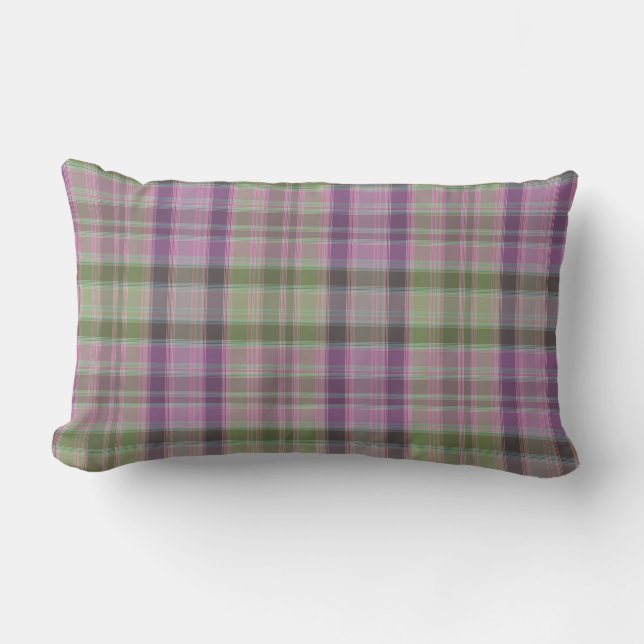 Green, lilac classic tartan.  lumbar cushion (Front)