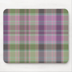 Green, lilac classic tartan. mouse pad