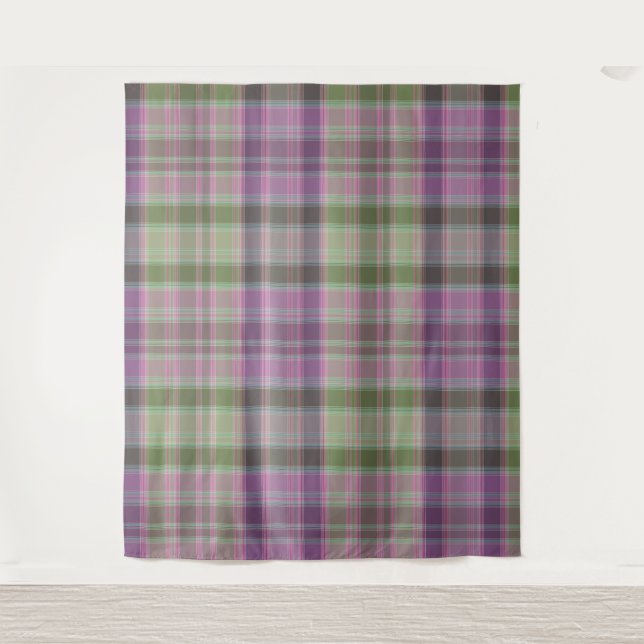 Green, lilac classic tartan. tapestry (Front)