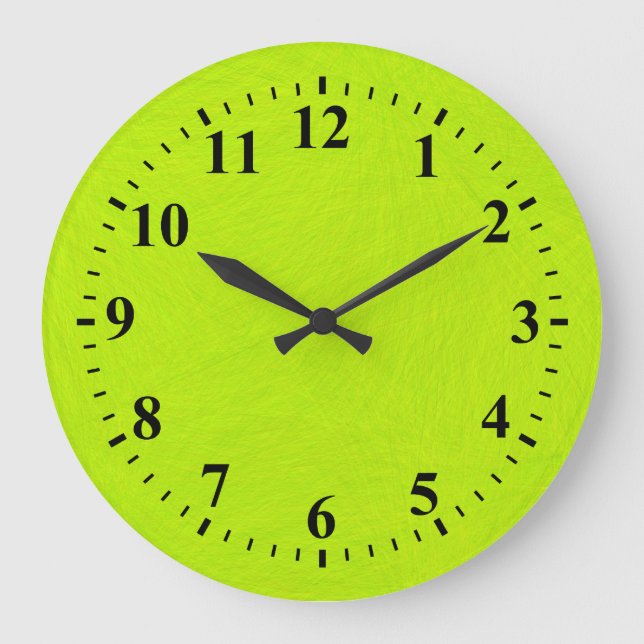 Green Lime Abstract Art Painting Large Clock (Front)