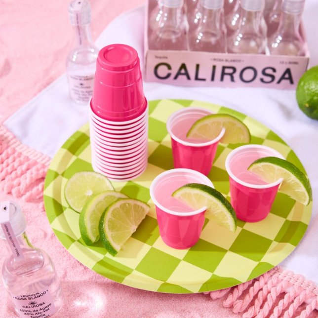 Green + Lime Chequered Party Paper Plates (Creator Uploaded)