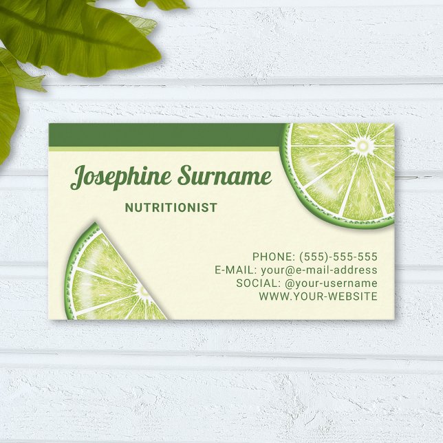 Green Lime Citrus Fruit Slices Nutritionist Business Card (Creator Uploaded)