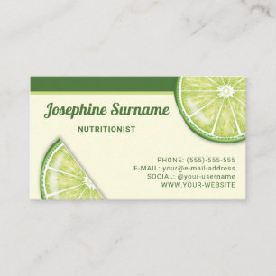 Green Lime Citrus Fruit Slices Nutritionist Business Card