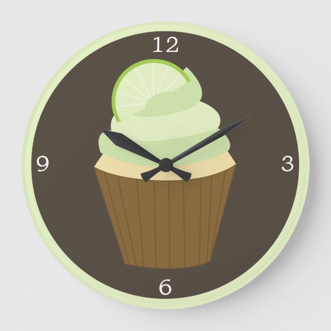 Green Lime Cupcake Large Clock (Front)