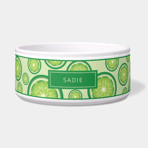 Green Lime Fruit Slices Pattern With Pet's Name