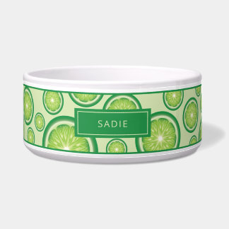 Green Lime Fruit Slices Pattern With Pet's Name