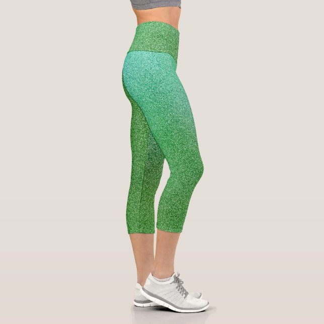 Green-Lime Gradient Glitters Capri Leggings (Right)