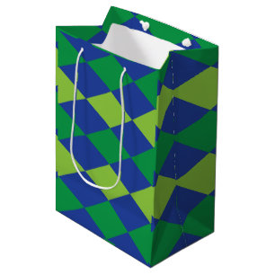 Green Lime Green Diamond Chequered Pattern Medium Gift Bag