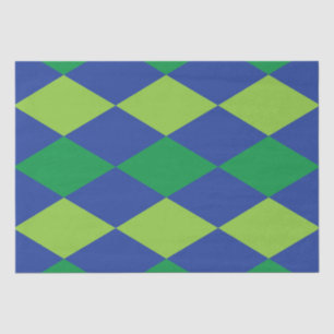 Green Lime Green Diamond Chequered Pattern Tissue Paper