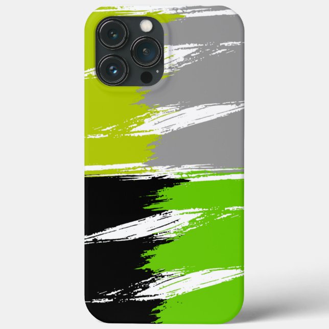 Green Lime Grey Black White Brush Stroke Paint Case-Mate iPhone Case (Back)