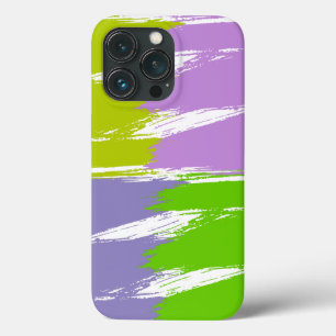 Green Lime Lavender Lilac White Brush Stroke Paint iPhone 13 Pro Case