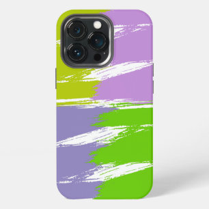 Green Lime Lavender Lilac White Brush Stroke Paint iPhone 13 Pro Case