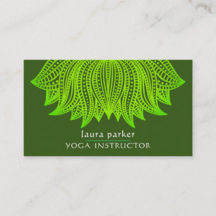 Green Lime Lotus Mandala Yoga Trainer Meditation Business Card