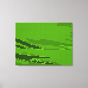 GREEN LIME NEON RETRO DOTS ART CANVAS PRINT