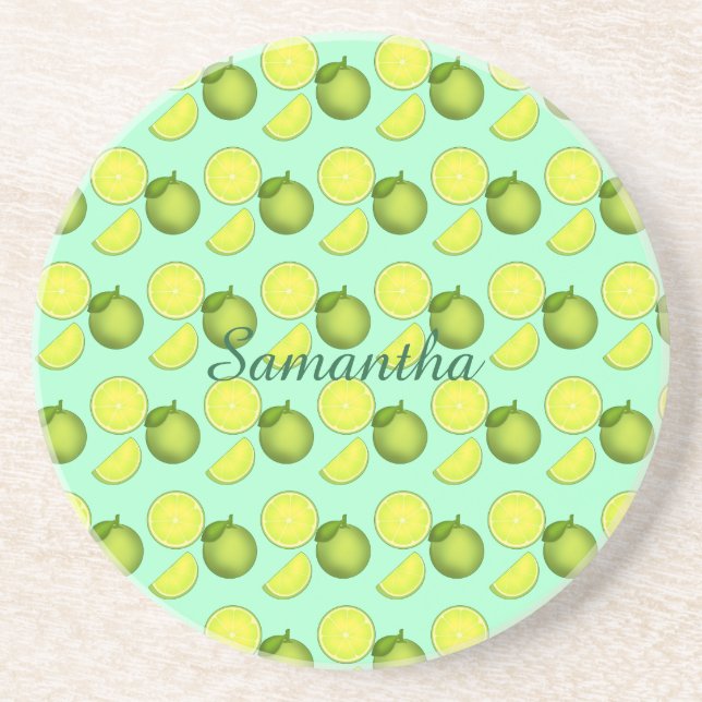 Green Lime Pattern Coaster (Front)